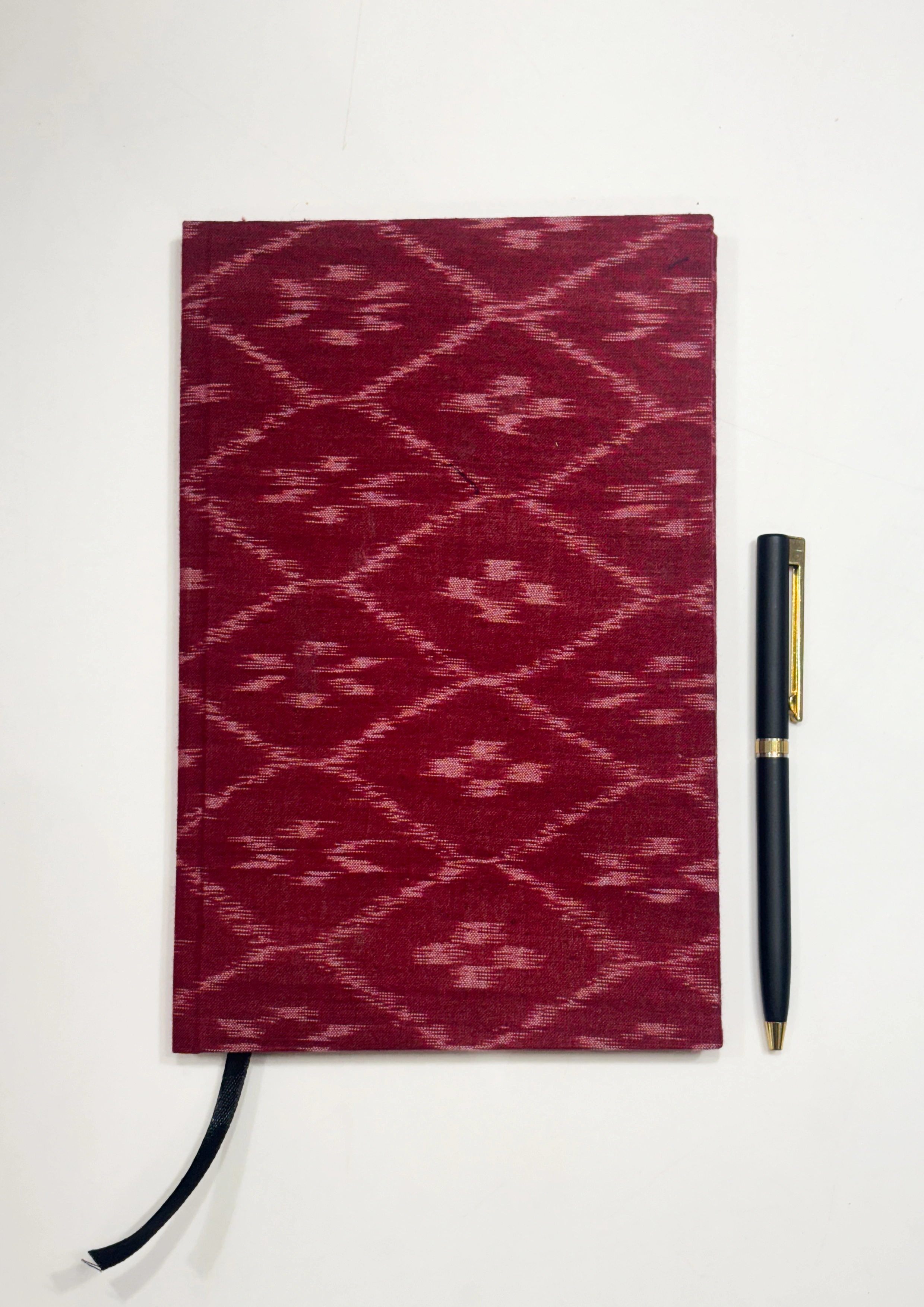 Red Handmade Ikat Woven Cotton Fabric Cover Diary-2