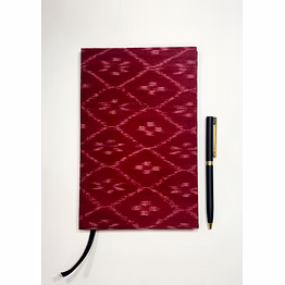 indevillez red handmade ikat woven cotton fabric cover diary