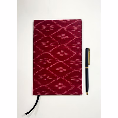 indevillez red handmade ikat woven cotton fabric cover diary