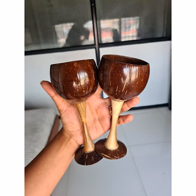 indevillez eco friendly coconut shell thenga wine glass