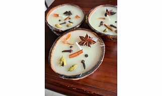 Eco Friendly Coconut Shell COCONUT CANDLE WITH SPICES
