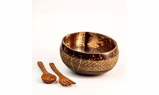 Eco friendly coconut shell GEOMETRIC BOWL WITH CUTLERY