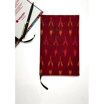 Maroon Handmade Ikat Woven Cotton Fabric Cover Diary-D006