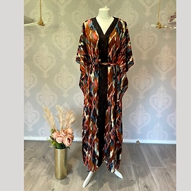 Ikat Kaftan Crochet Work