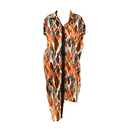 High Low Shirt Style Dresstan, Croshet Lace-1