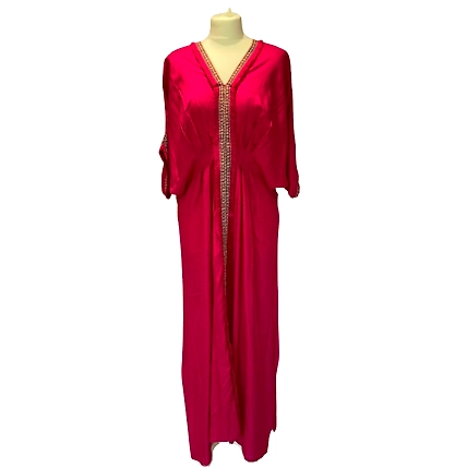 Elegant Fushia Dresstan - Pleated Back-1