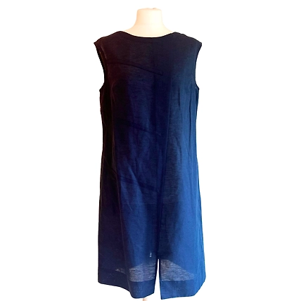Navy Blue Linen Dress - Fully Lined-1