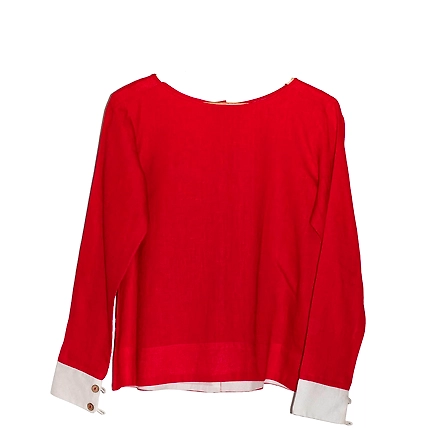 Red LInen Blouse-1