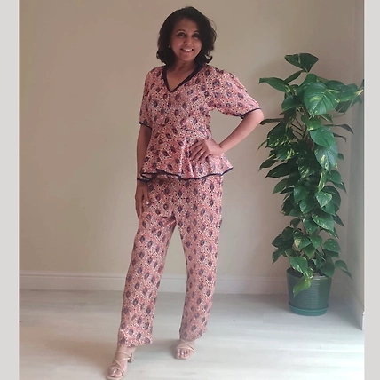 Pink &amp; Brown Silk - Co-ord Set-12423848