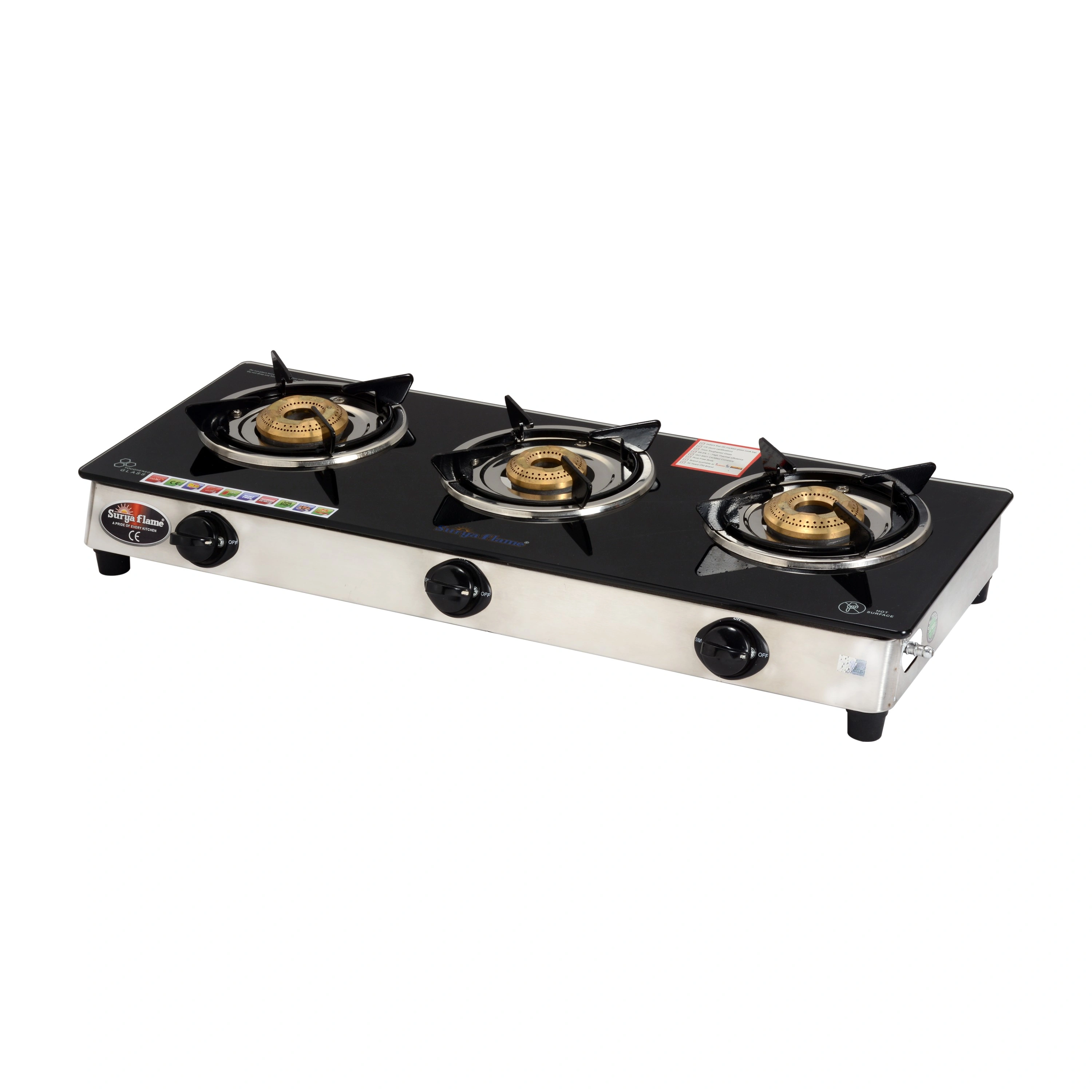 SF LPG Stove 3B Classic BLK Glass SS body-SSCooktop-1083