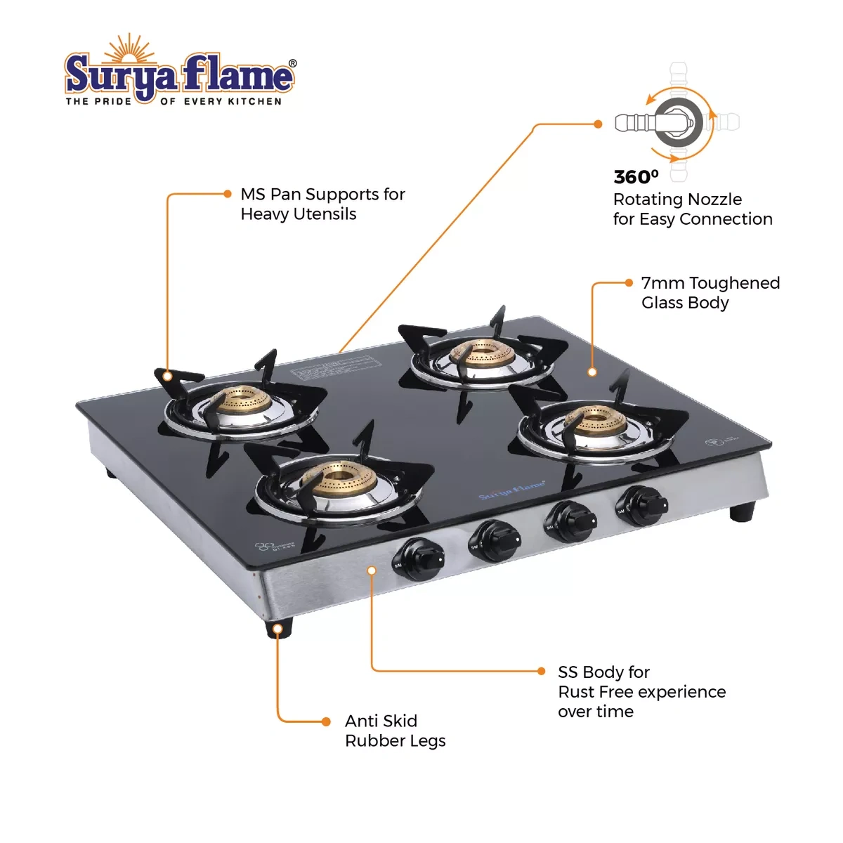 SF LPG Stove 4B Glaze SS NA-1