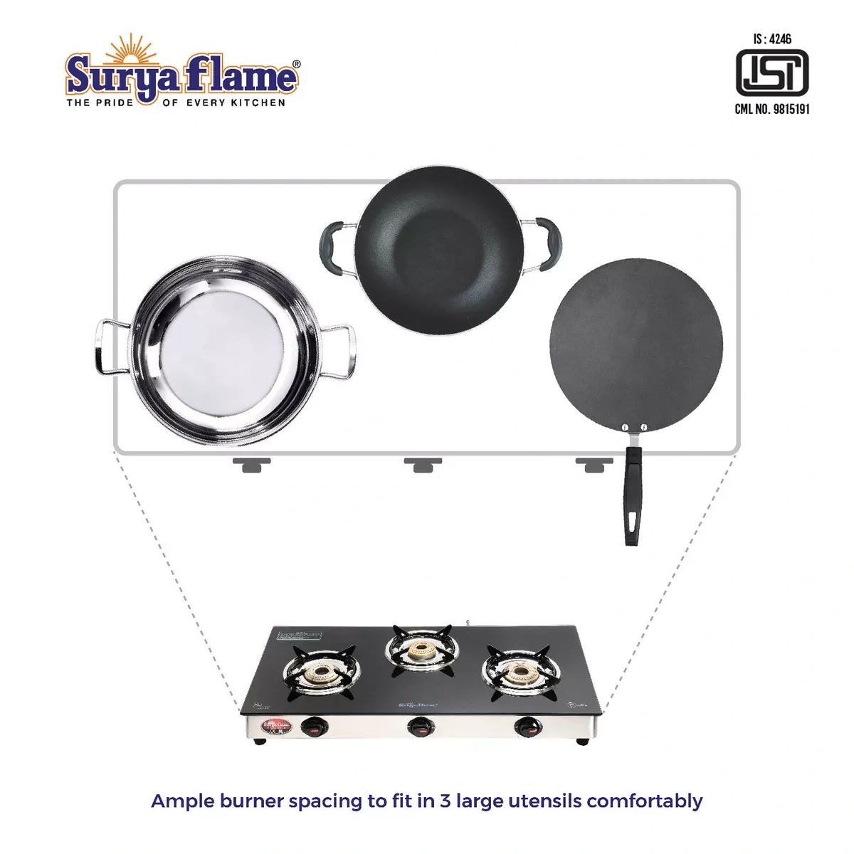 SF LPG Stove 3B Glaze SS NA-1