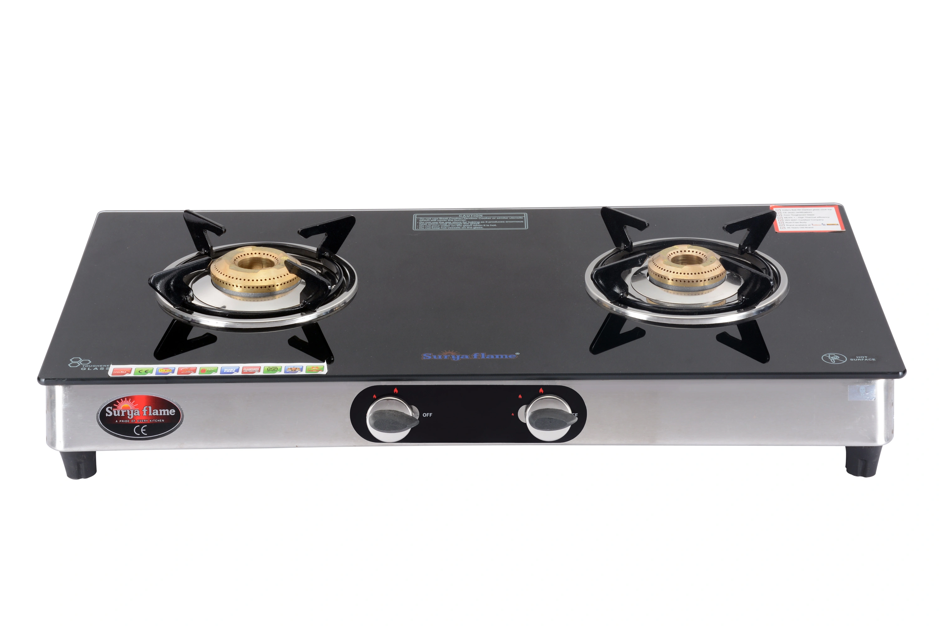 SF LPG Stove 2B GLZ BLK Glass SS-1