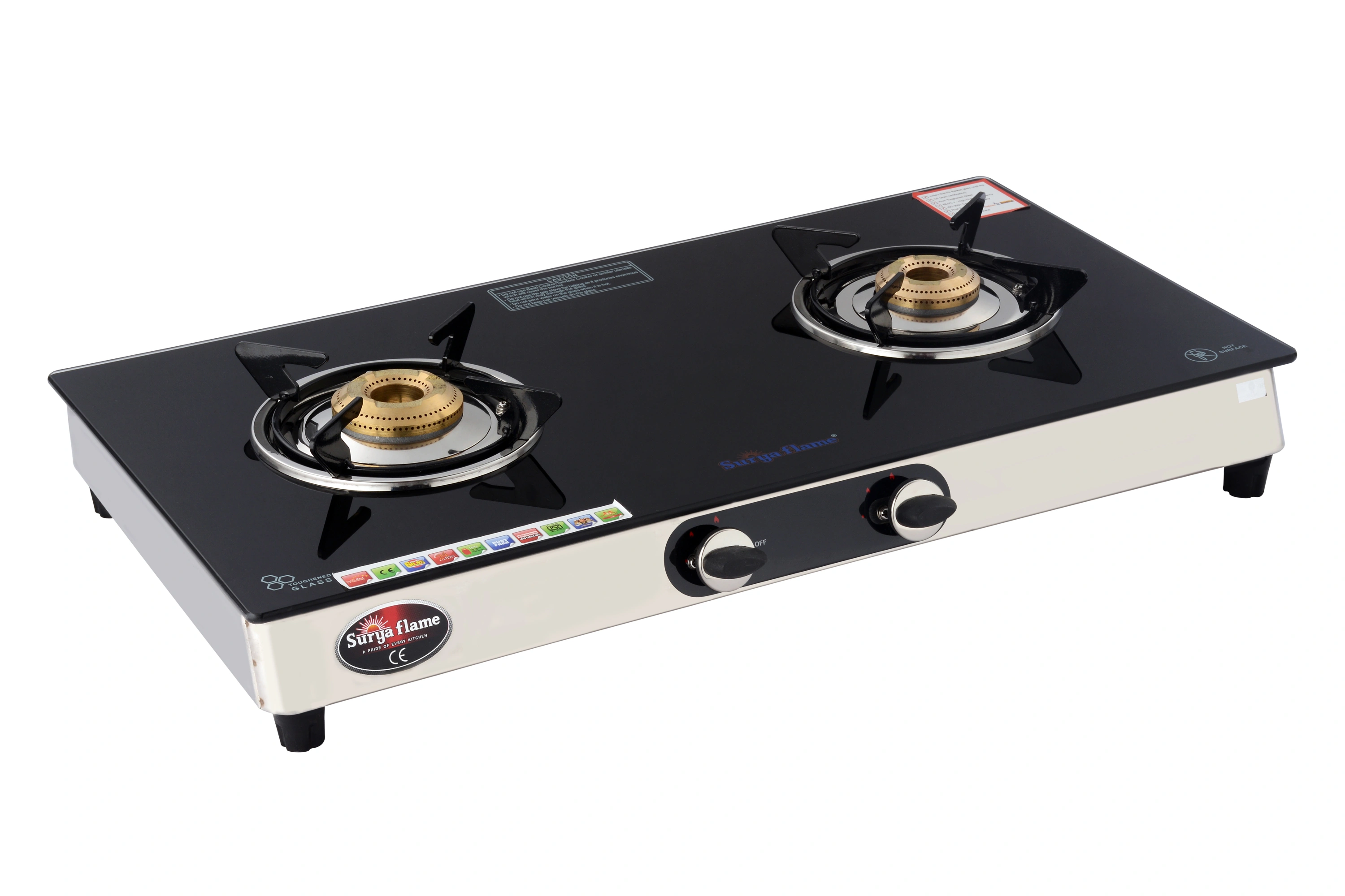 SF LPG Stove 2B GLZ BLK Glass SS-2