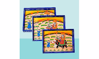 Blue Wooden Tray Set
