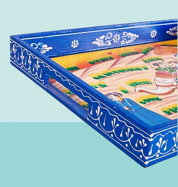 Blue Wooden Tray Set-2