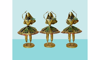 Multi-Colored Metal Dancing Lady Sculpture Set