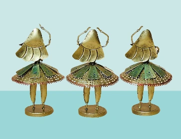 Multi-Colored Metal Dancing Lady Sculpture Set-1