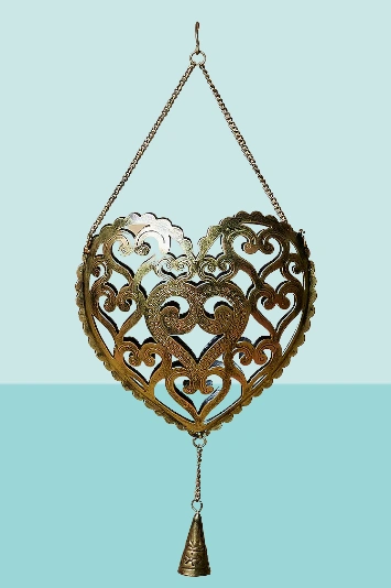 Golden &amp; Black Heart Metal Hanging Stand With Tea Light Holder-12513096