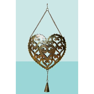 Golden & Black Heart Metal Hanging Stand With Tea Light Holder