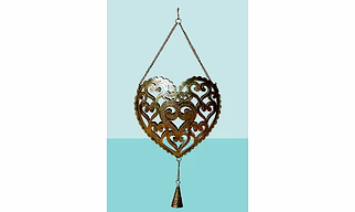 Golden & Black Heart Metal Hanging Stand With Tea Light Holder