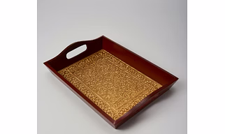 Brown & Gold Brass Serving Tray