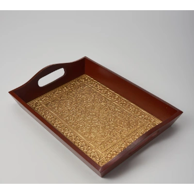 Brown & Gold Brass Serving Tray