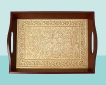 Brown &amp; Gold Brass Serving Tray-1