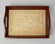 Brown &amp; Gold Brass Serving Tray-2