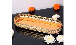 Golden Metal Decorative Tray