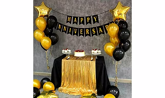 Happy Anniversary Bannner V Design Black