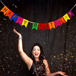 happy birthday banner multi colour neon
