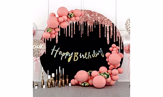 Happy Birthday Banner Golden & Pink