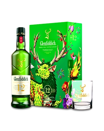 Glenfiddich 12 Years 700mL Gift Set (Limited Edition)-WHI-Gle-0022-flask