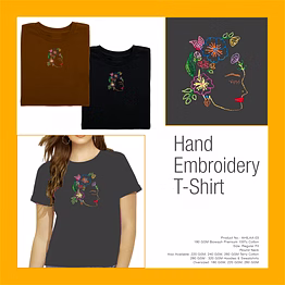 hand embroidery feminine t-shirt