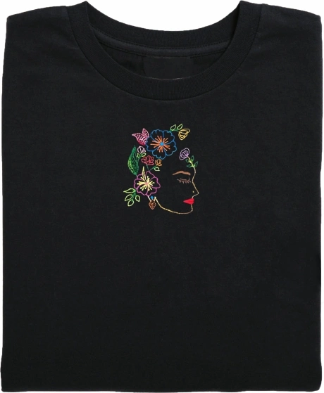 Hand Embroidery Feminine t-shirt-3