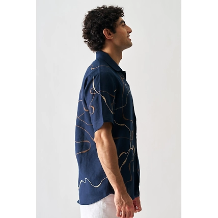 Imperial Accent - Hand Embroidered Unisex Linen Shirt-1