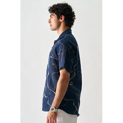 Imperial Accent - Hand Embroidered Unisex Linen Shirt-2