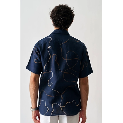 Imperial Accent - Hand Embroidered Unisex Linen Shirt-3