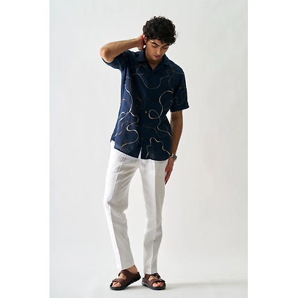 Imperial Accent - Hand Embroidered Unisex Linen Shirt-4