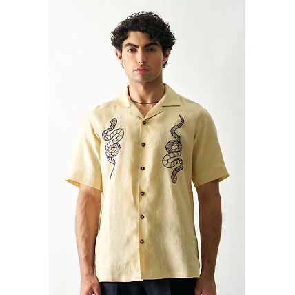 Venomous Aesthetic - Hand Embroidered Unisex Linen Shirt-12390514