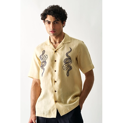 Venomous Aesthetic - Hand Embroidered Unisex Linen Shirt-3