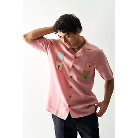 Island Escape - Hand Embroidered Unisex Linen Shirt