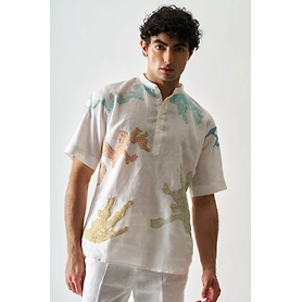 Canvas Of Colours - Hand Embroidered Unisex Linen Shirt