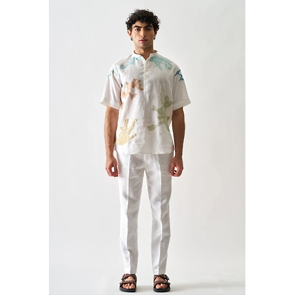 Canvas Of Colours - Hand Embroidered Unisex Linen Shirt-4