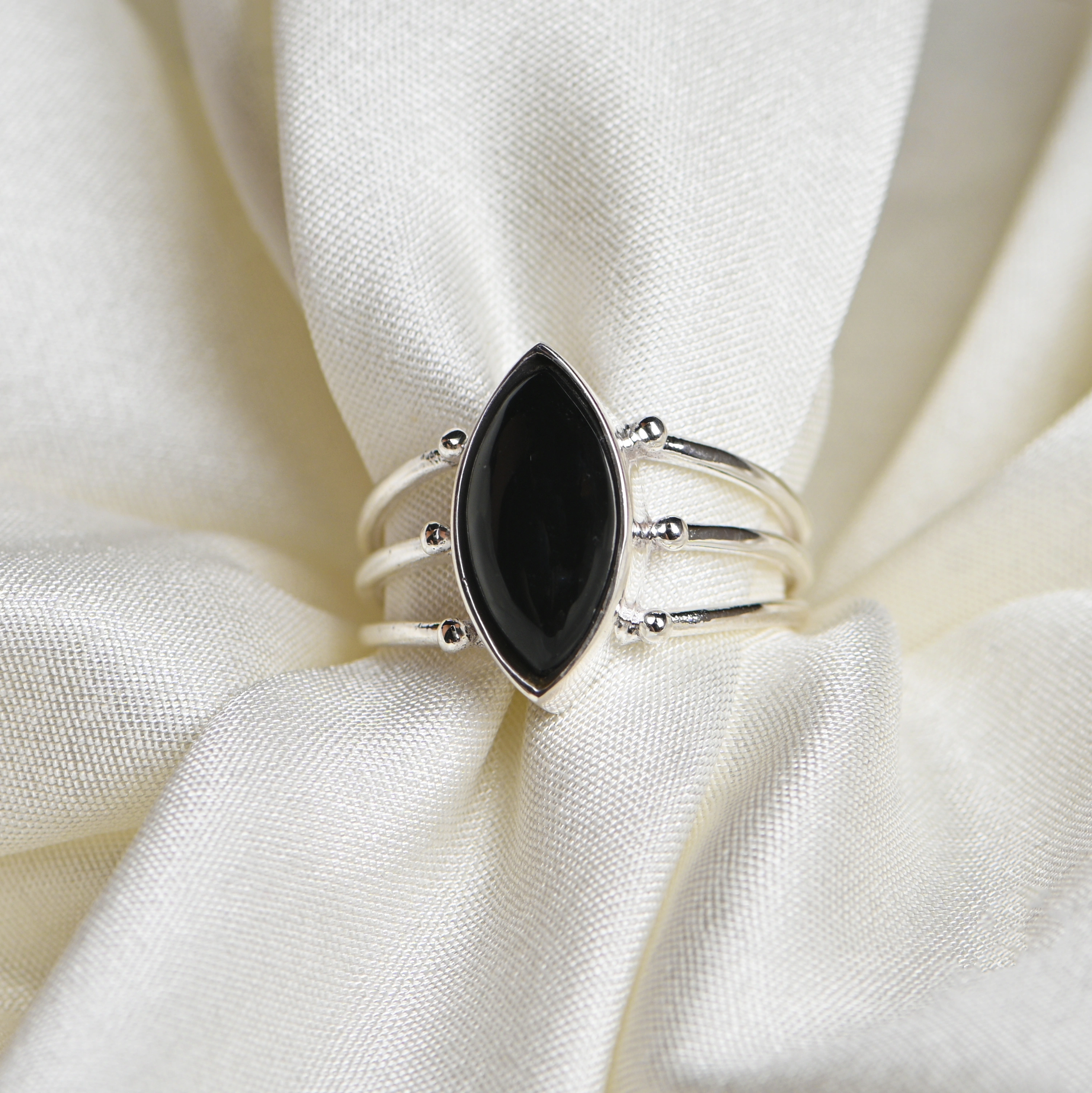 925 Sterling SIlver Ring With Black Onyx Gemstone-1