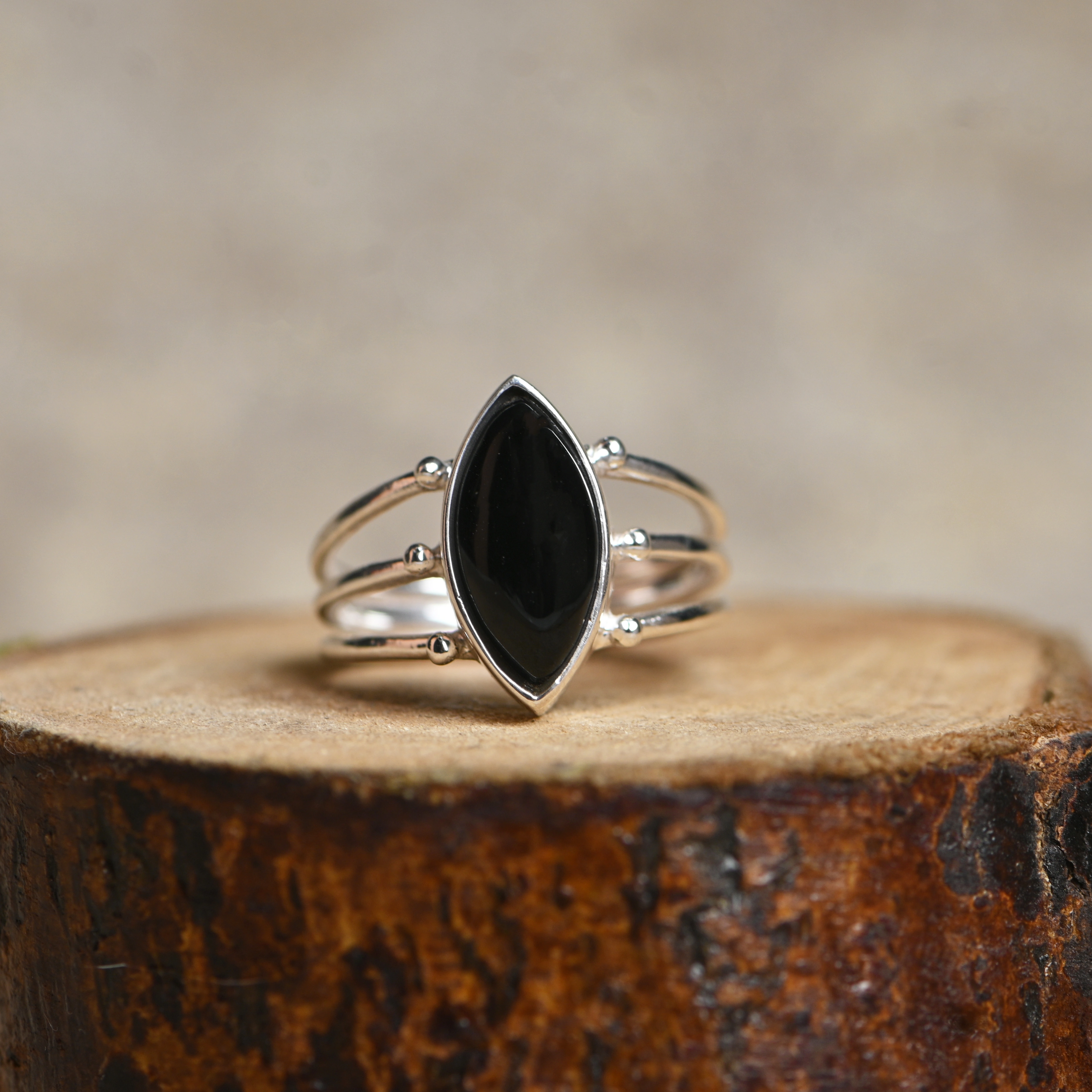 925 Sterling SIlver Ring With Black Onyx Gemstone-2