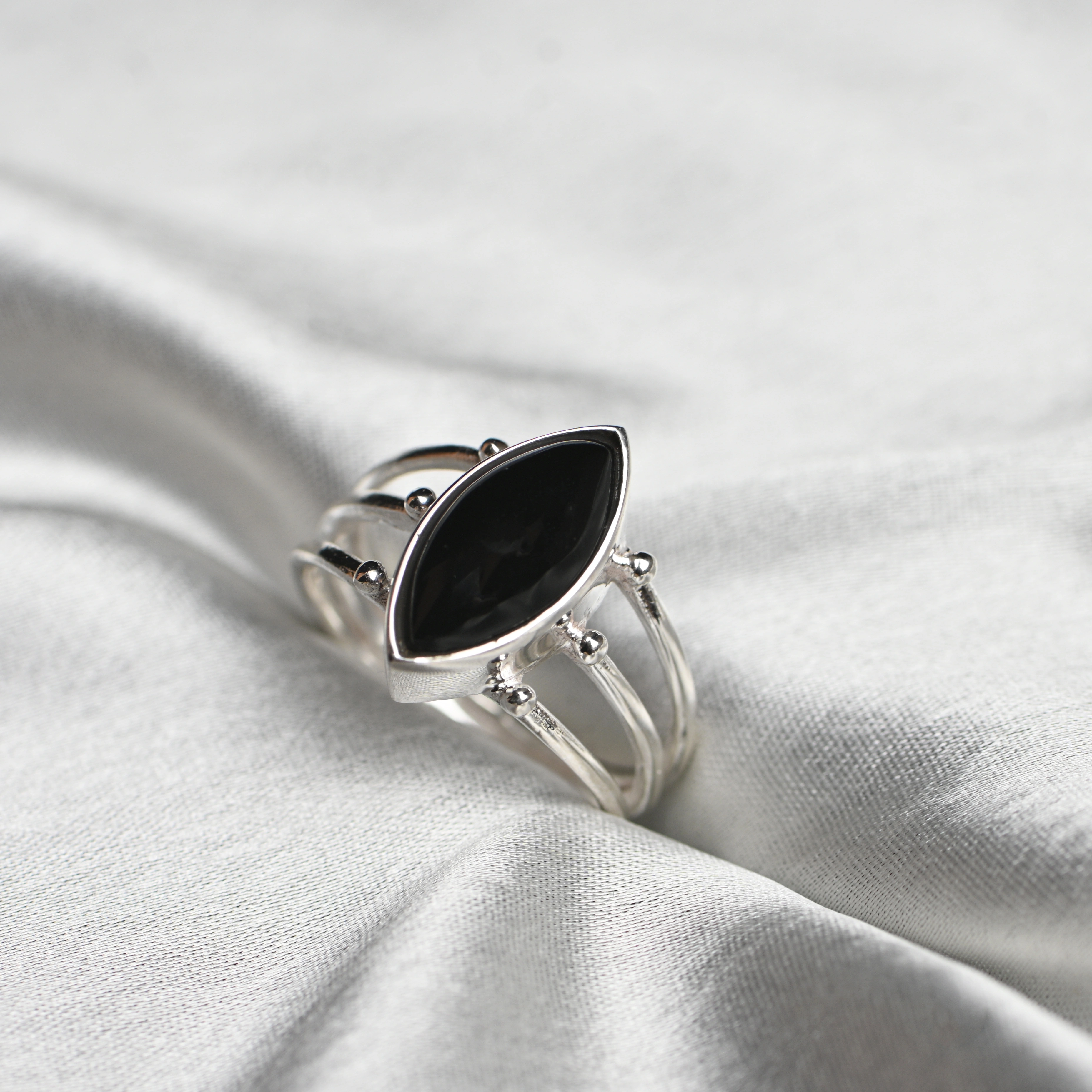 925 Sterling SIlver Ring With Black Onyx Gemstone-12390792