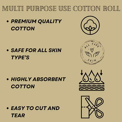 Genesis Surgicals Absorbent Pure Cotton Wool Roll for Baby care | Toner application | Very Soft Cott-1