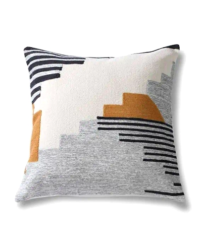 Assymetry Cotton Ivory Amber Black Cushion Cover-12412354